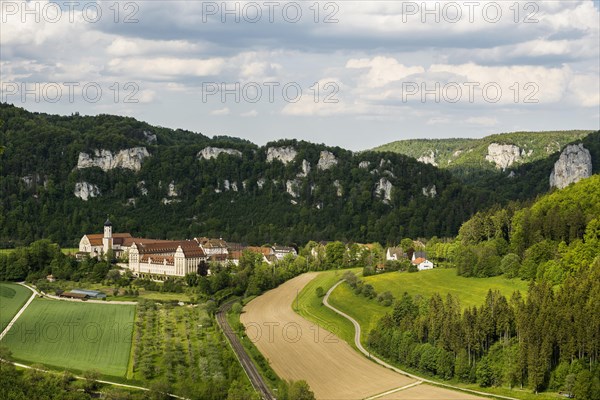 View from the Knopfmacherfelsen to Beuron Monastery