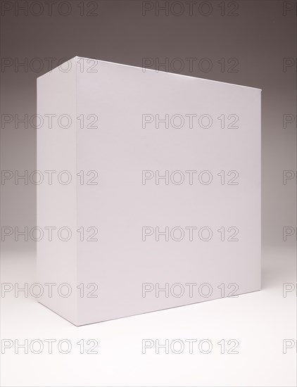 Blank white box isolated on a grey background ready for your own graphics