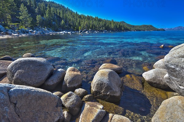 Beautiful clear water shoreline of lake tahoe