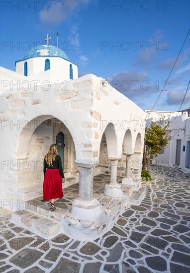 Tourist with red dress