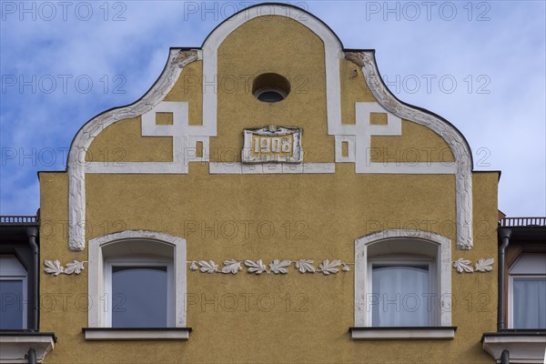 Art Nouveau relief on the gable of a residential house