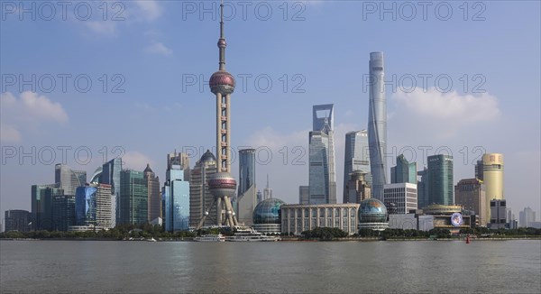 Skyline of the special economic zone Pudong with Oriental Pearl Tower