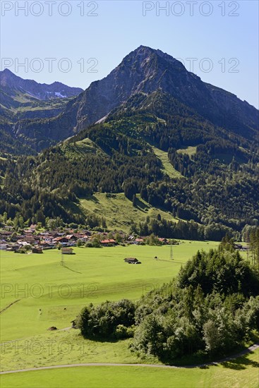 View of the village of Reichenbach and the mountain Rubihorn 1957 m