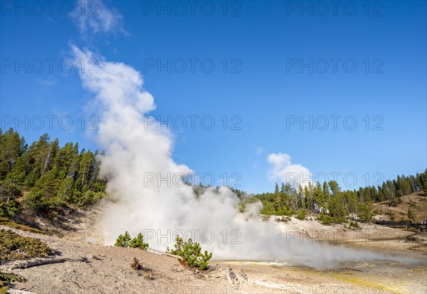 Steaming hot spring