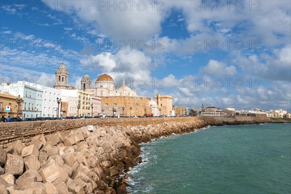 View of the dome and spires of Cadiz Cathedral