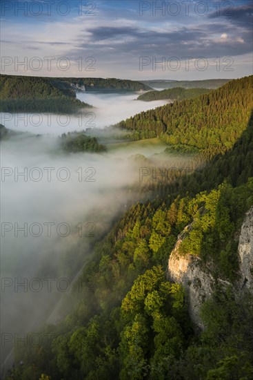 View from Eichfelsen with morning fog