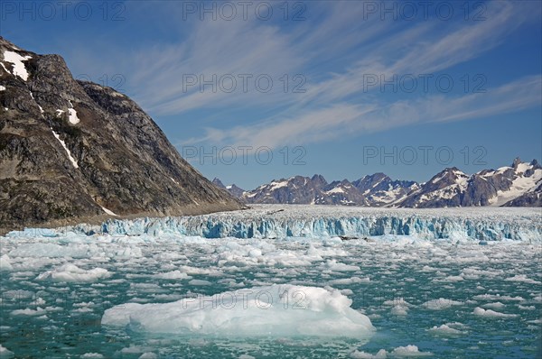 Pieces of ice in front of glacier