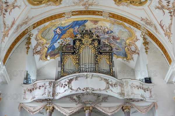 Organ gallery and ceiling frescoes