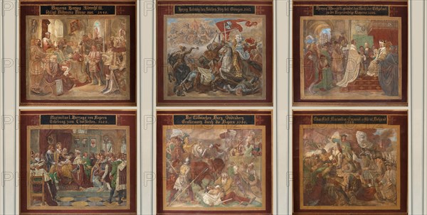 Six of sixteen murals: The Wittelsbach Cycle