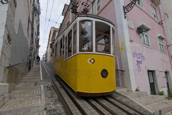 Rails with funicular Elevador da Bica