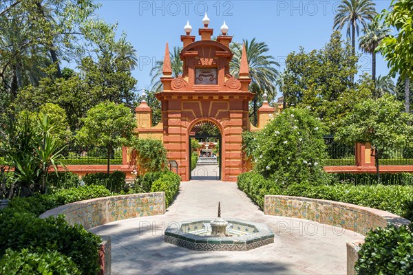 Fountain and red gate