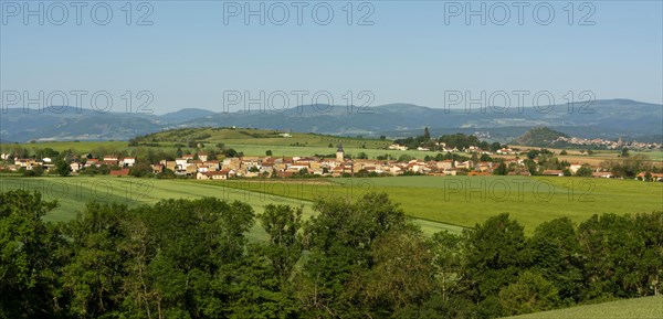 View of the village of lamontgie in Limagne plain