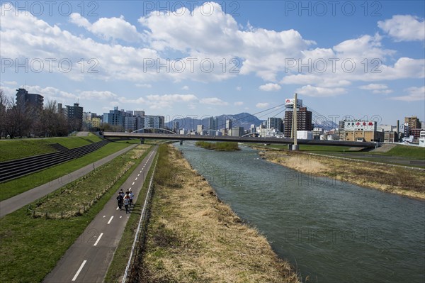 Ishikari river flowing through Sapporo