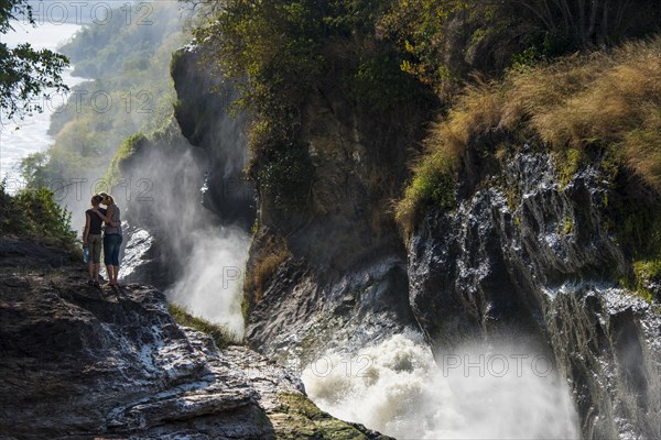 Tourists posing on Murchison Falls