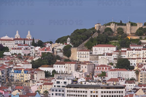 View from Miradouro de Sao Pedro de Alcantara over Lisbon with Igreja de Sao Vicente de Fora