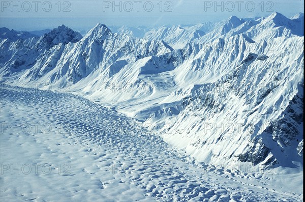 Glacier in the Alaska Range at Mount Denali