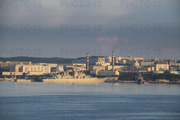 War ship in the port of Murmansk