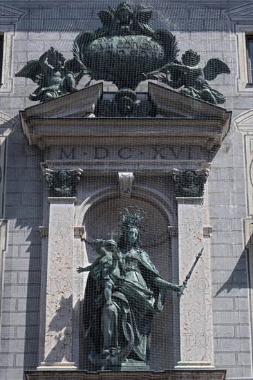 West front of the Residenz with angels Mary figure and baby Jesus