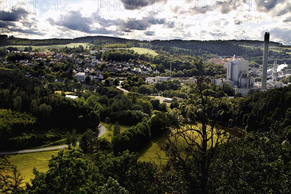 View from Blankenberg to Blankenstein with paper factory