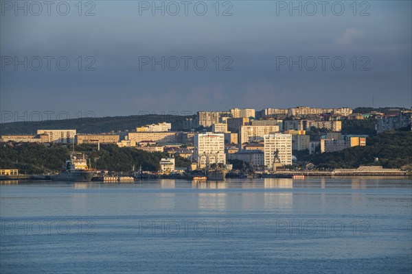 Overlook over Murmansk at sunset