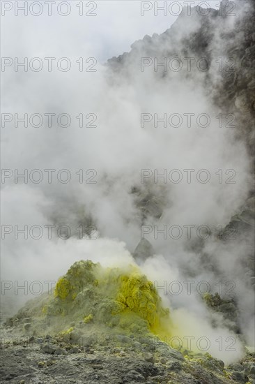Sulphur pieces on Iozan (sulfur mountain) active volcano area