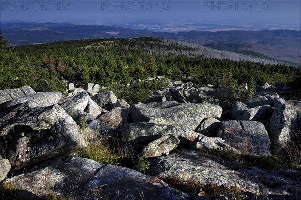 View of the Harz Mountains from the top of the Brocken