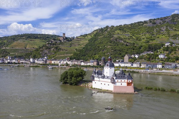 Pfalzgrafenstein Castle sitting in the Rhine river at Kaub