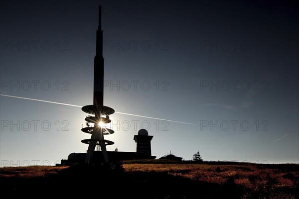 Former military facilities on the Brocken in the sunset