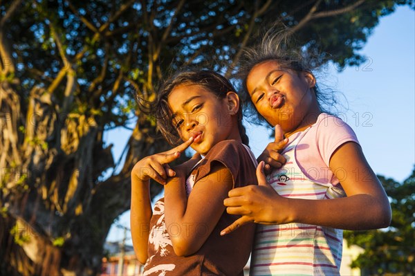 Young girls posing as western actors