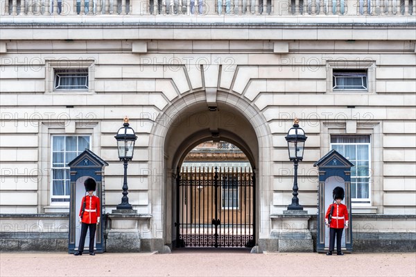 Two guards in front of guard house