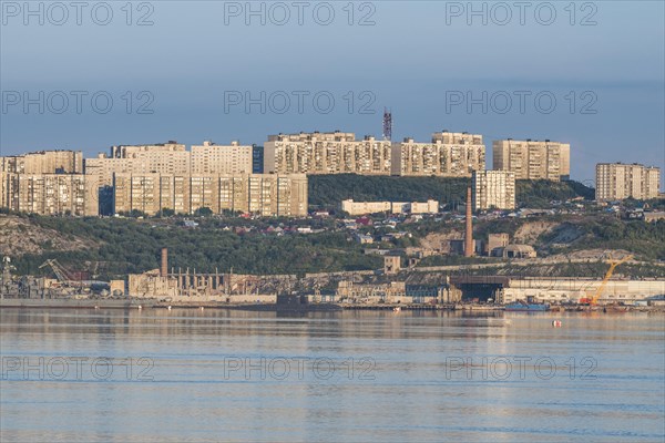 Overlook over Murmansk at sunset