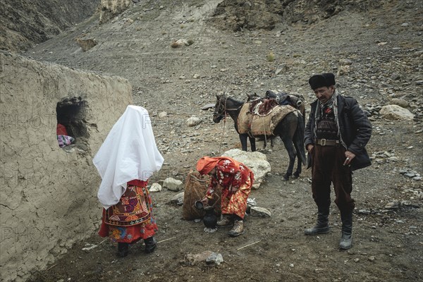 Kyrgyz nomad family during a rest