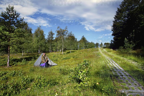 Man in tent