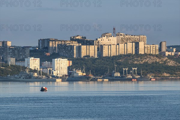 Overlook over Murmansk at sunset