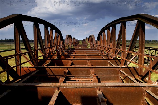 Destroyed railway bridge over the Elbe