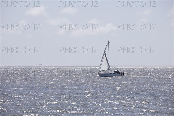 Sailing ship on the North Sea near Hallig Hooge