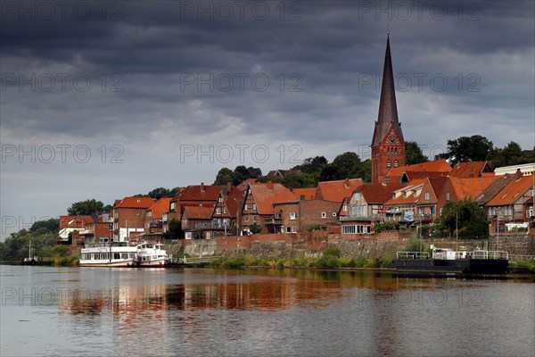 View across the Elbe to the lower town of Lauenburg Elbe Cycle Route