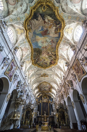 Interior of the romanesque St. Emmeram's Basilica (abbey) now known as Schloss Thurn und Taxis