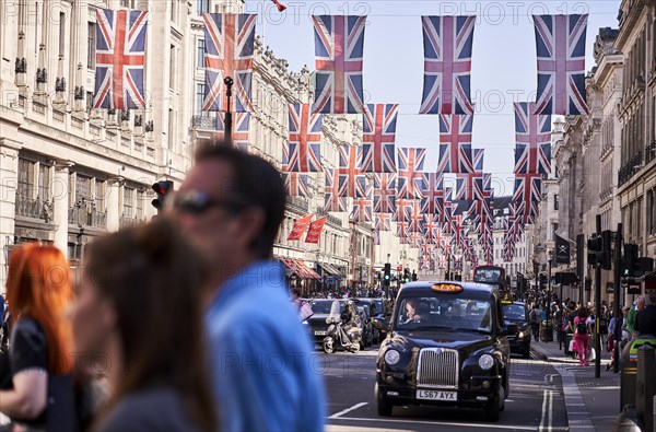 Union Jack Flagging over Regent Street Taxi