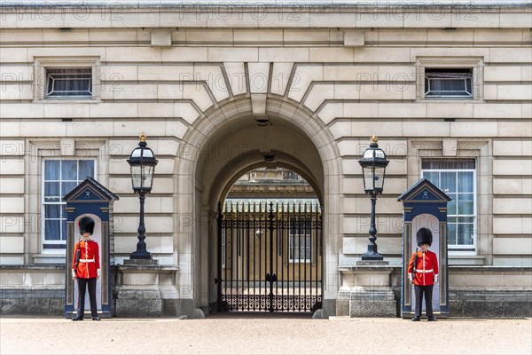 Two guards in front of guard house