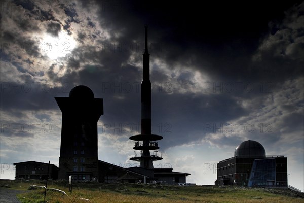 Former military facilities on the Brocken in the sunset