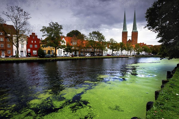 View over the river Trave to the cathedral