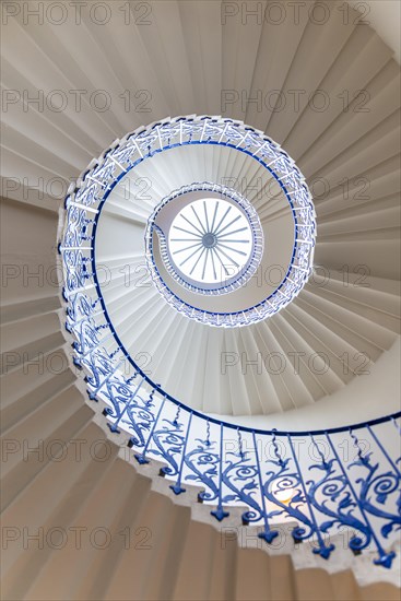 Spiral Staircase with Blue Railing