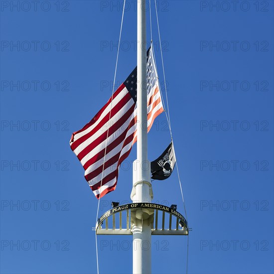 Flagpole with inscription Birth Place of American Liberty