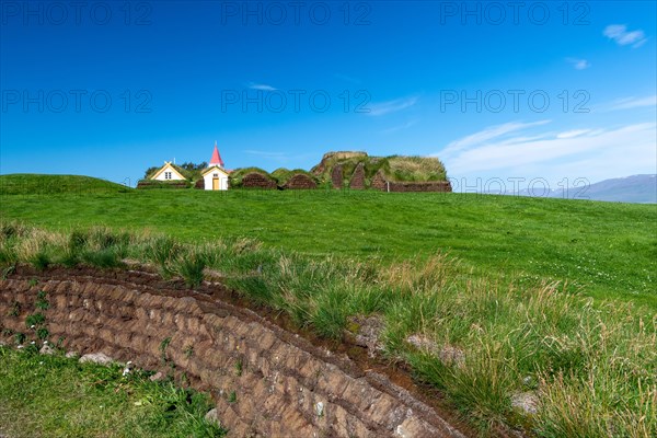 Church and peat farmstead or peat museum Glaumbaer or Glaumbaer