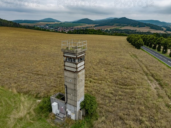 Former GDR watchtower at the border between Thuringia and Hesse