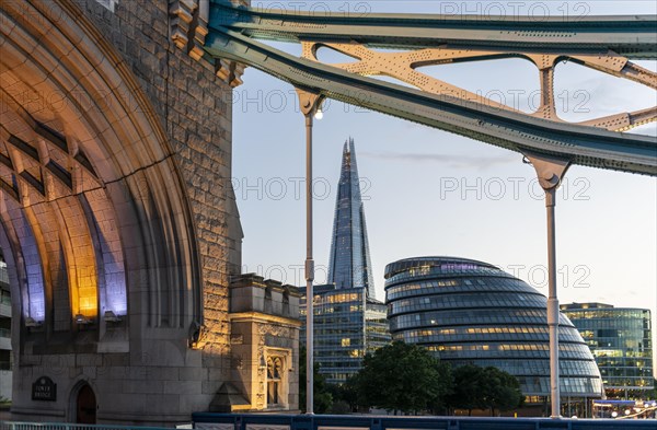 Skyscraper the Shard and London City Hall in the evening