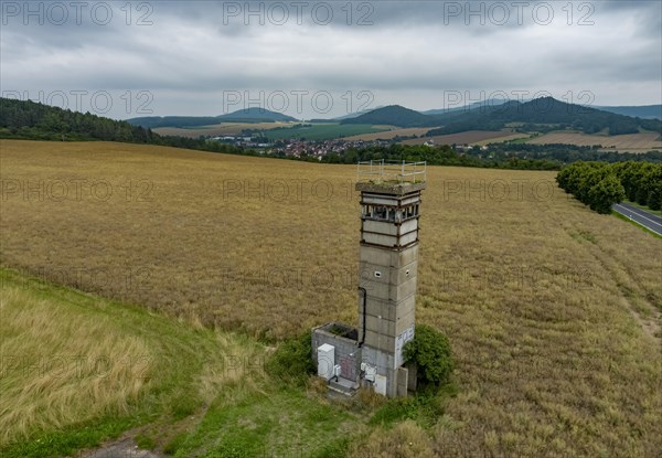 Former GDR watchtower at the border between Thuringia and Hesse