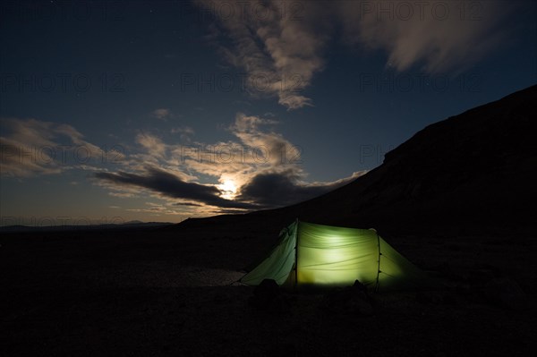 Tent lit from inside