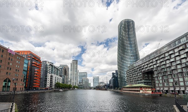 Canal with skyscrapers